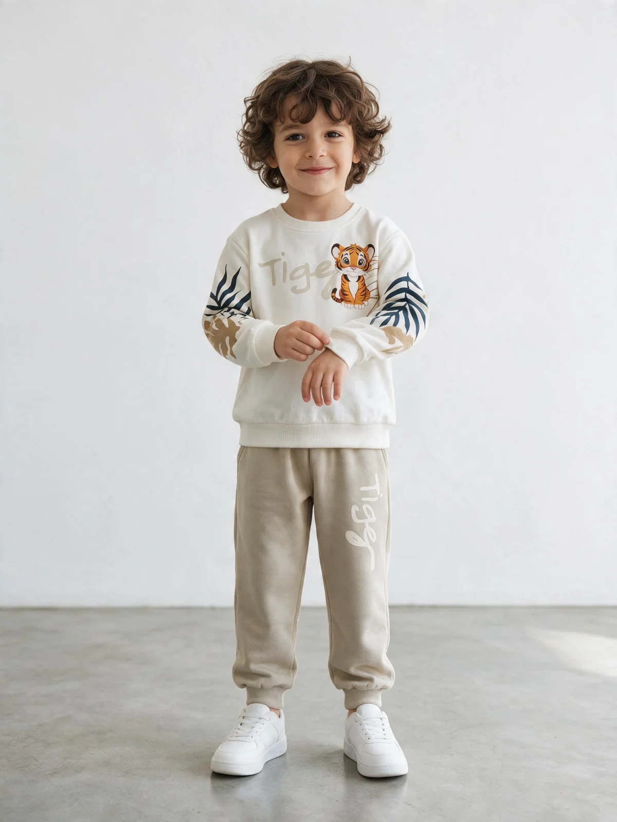 Ensemble Garçon Tiger – Écru